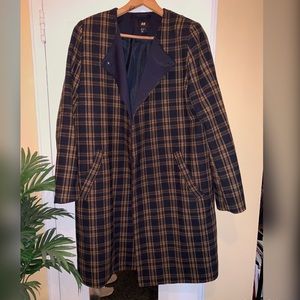 H&M longline plaid pea coat